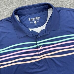 Chubbies Polo Shirt XL Navy Blue Striped Performance Golf Men's